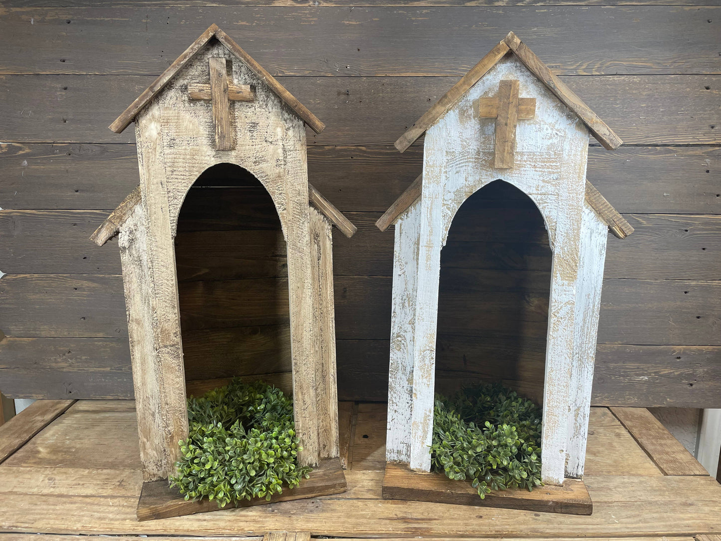 Carthage Wood Nicho-15x9x27 inches-Handmade-Display-NEW: Antiqued White