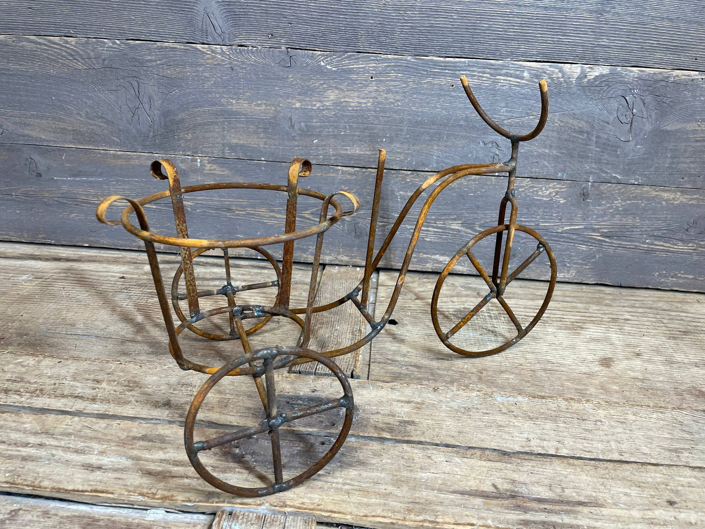 Bicycle Garden Iron Basket Planter-15x9x10-Rusty Chic