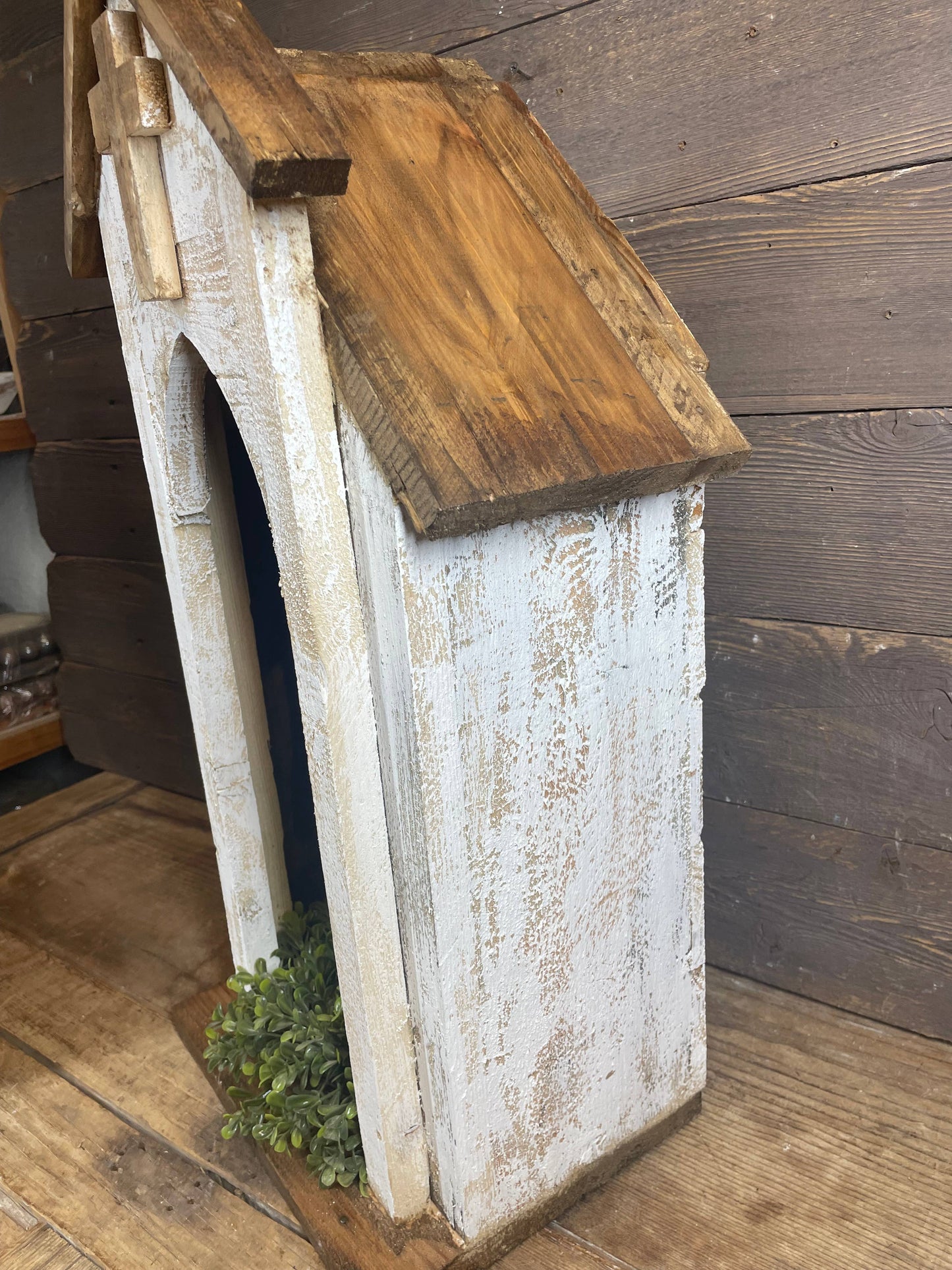 Carthage Wood Nicho-15x9x27 inches-Handmade-Display-NEW: Antiqued White