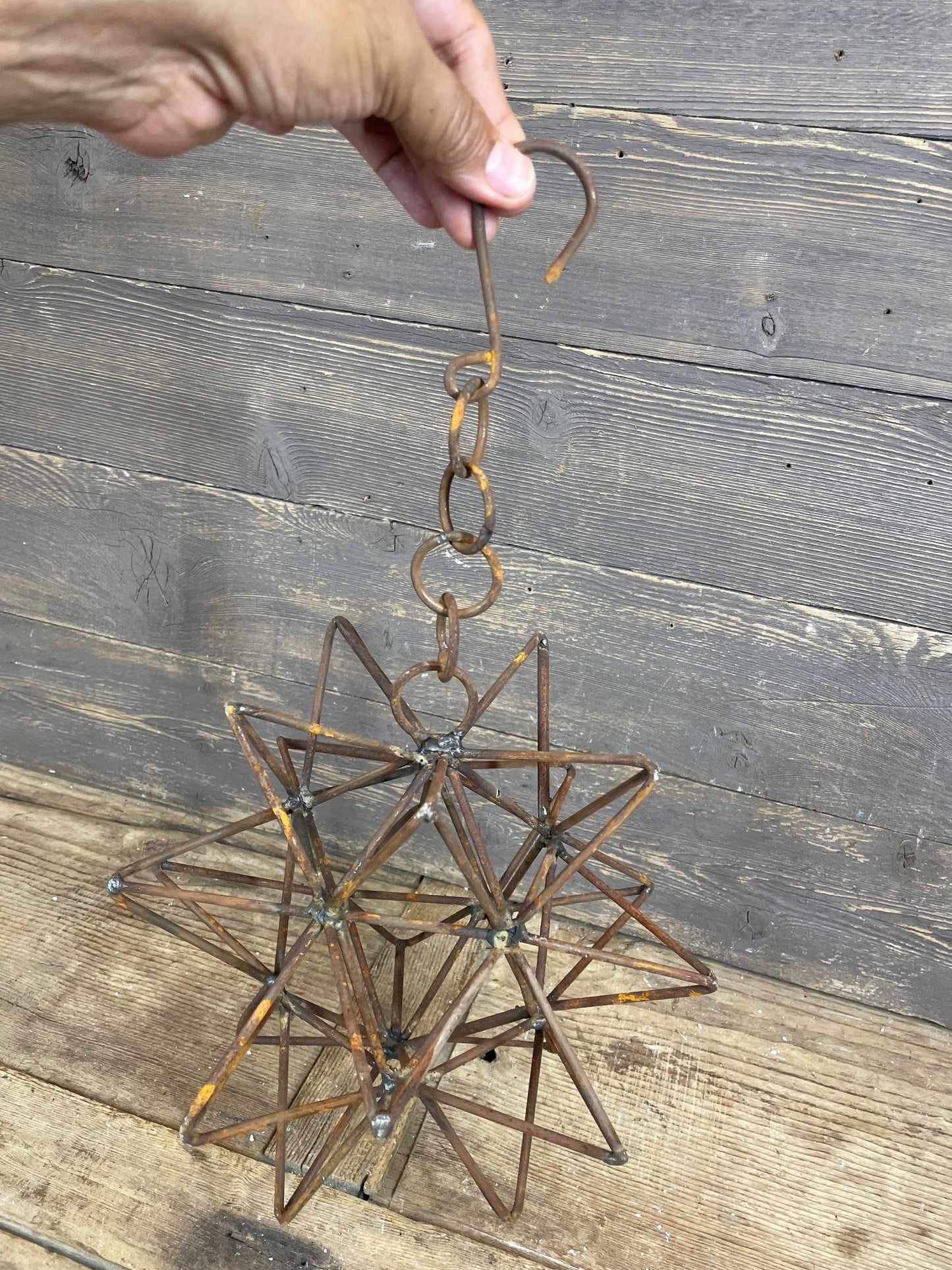 Rusty Farmhouse Iron Hanging Star-Primitive-Three Sizes-NEW: Medium-14 inch