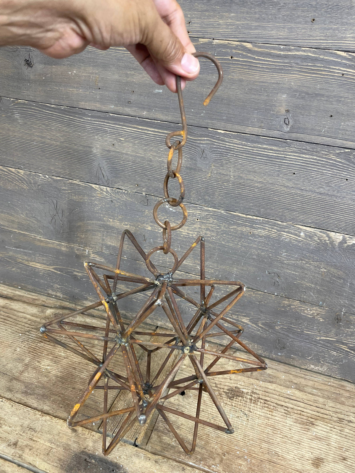 Rusty Farmhouse Iron Hanging Star-Primitive-Three Sizes-NEW: Small-10 inch