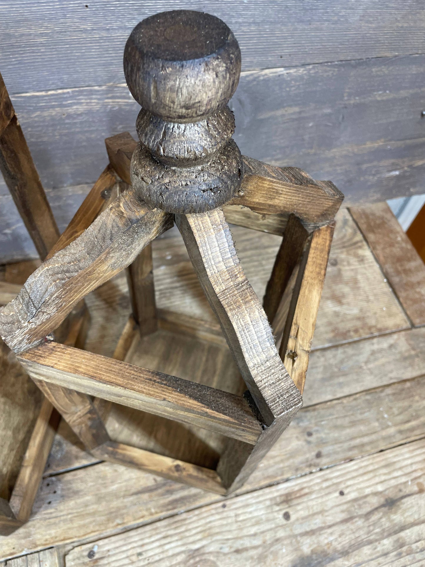 Pinnacle Farmhouse Wood Lantern-Set of 2-Rustic-Brown