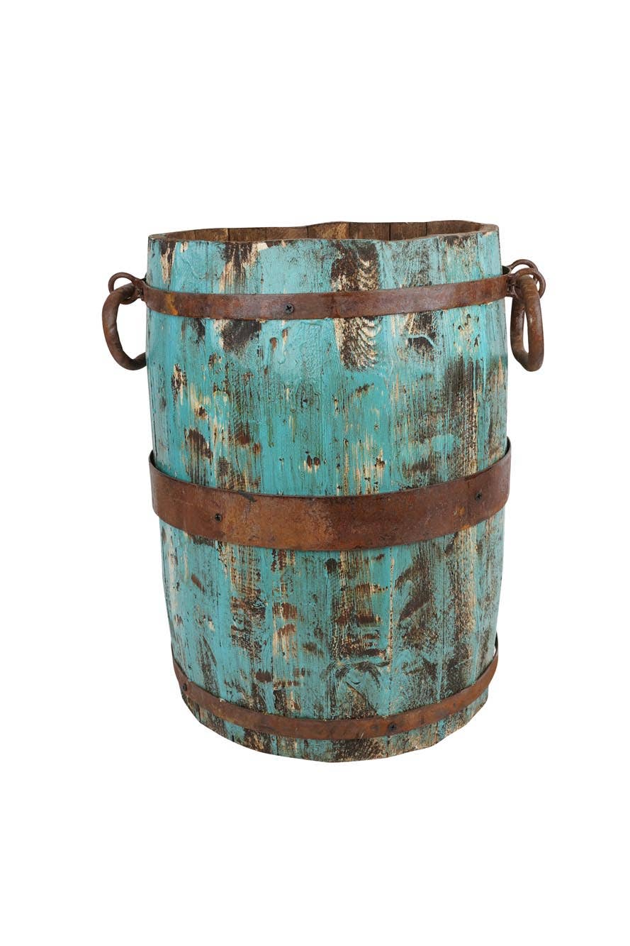 Rustic Trim Bucket-15W x 18H inches-Large-Handmade-Farmhouse: White