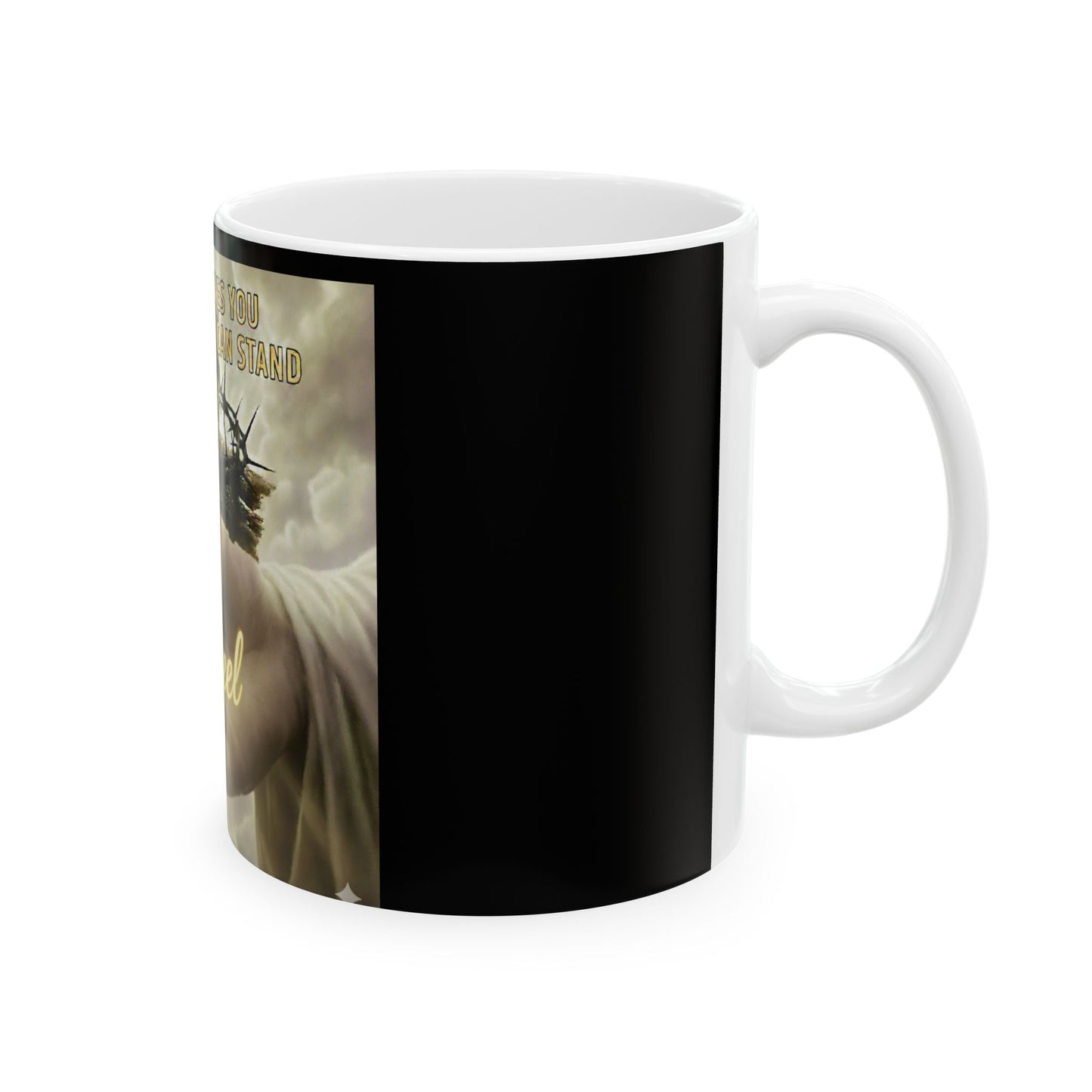Kneel Christian Mug - "When God Gives You More Than You Can Stand" Inspirational Ceramic Coffee Cup (11oz, 15oz)