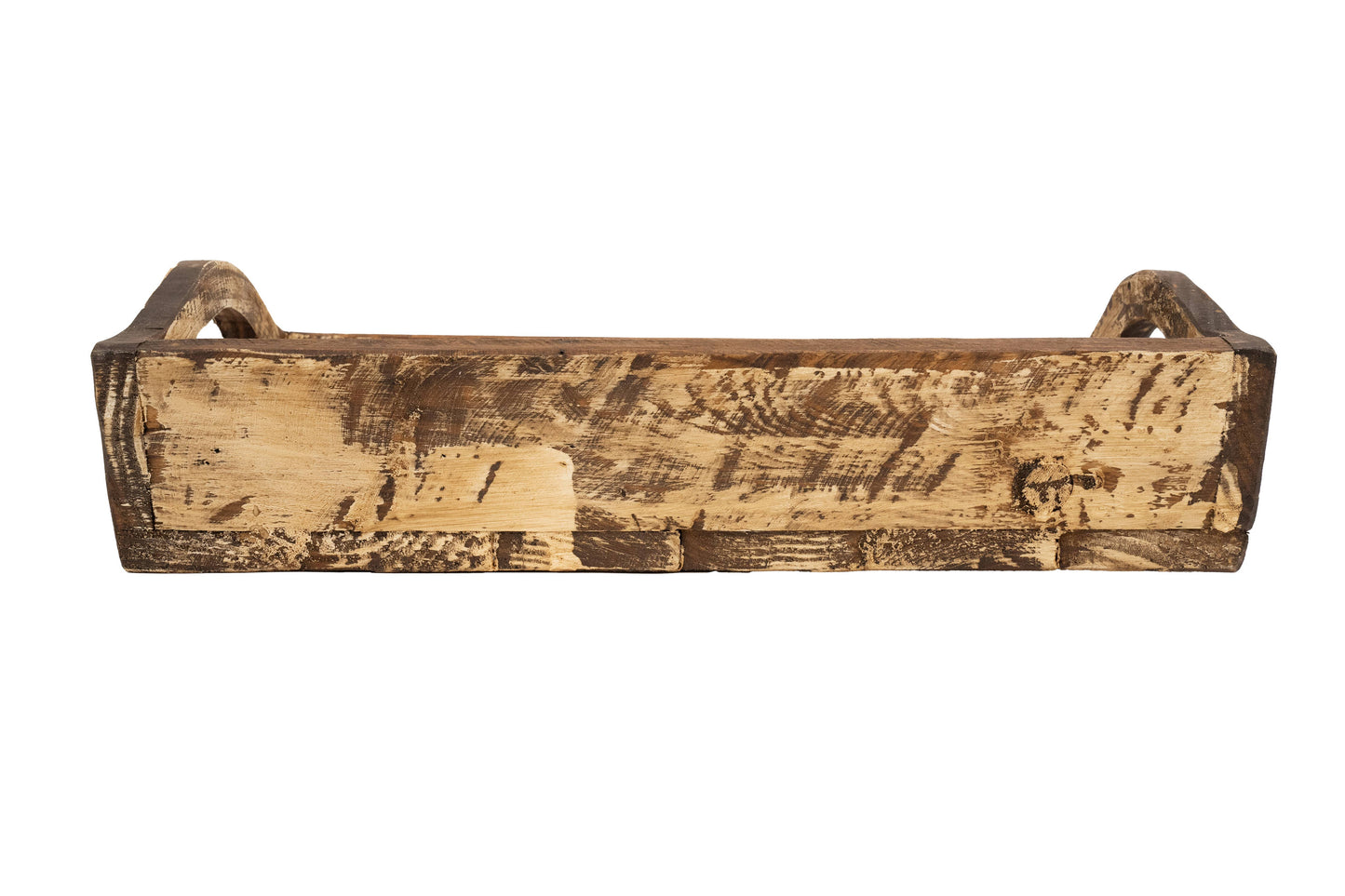 Kerrville Farmhouse Wood Tray W/ Handles-9x20x7 inches-NEW: Gray