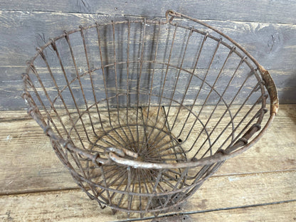 Vintage Farmhouse Metal Egg Basket-ER-14x11H inches-#8
