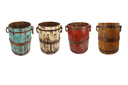 Rustic Trim Bucket-15W x 18H inches-Large-Handmade-Farmhouse: White