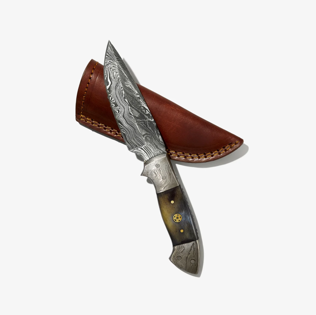 TD-005 Damascus Steel full tang dyed Bone grip handle