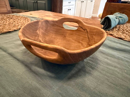 Rustic Teak Bowl with Handles - 10" Diameter