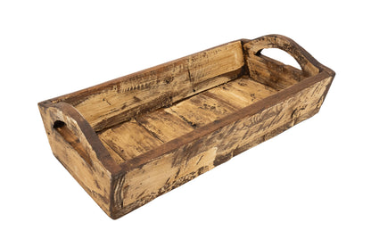 Kerrville Farmhouse Wood Tray W/ Handles-9x20x7 inches-NEW: Gray