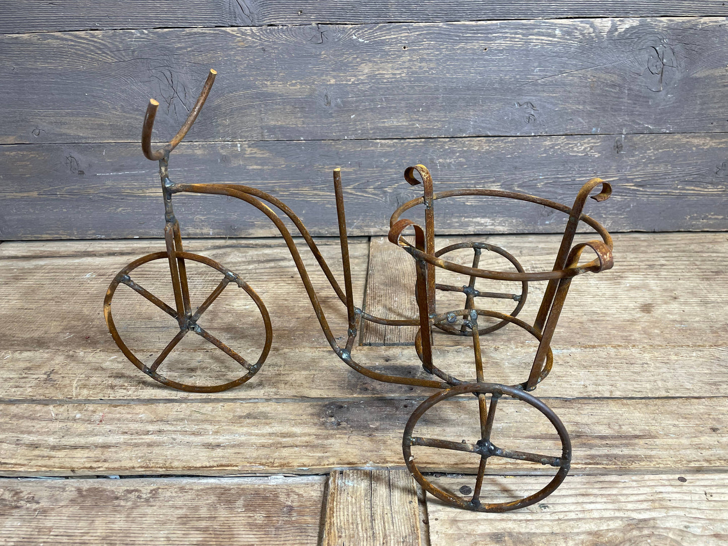 Bicycle Garden Iron Basket Planter-15x9x10-Rusty Chic