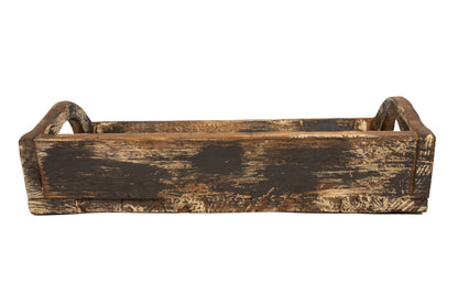 Kerrville Farmhouse Wood Tray W/ Handles-9x20x7 inches-NEW: Gray