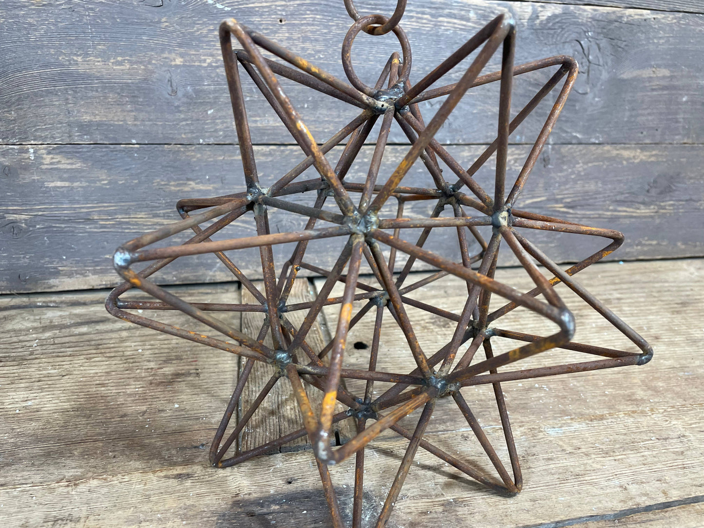 Rusty Farmhouse Iron Hanging Star-Primitive-Three Sizes-NEW: Medium-14 inch