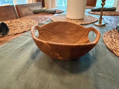Rustic Teak Bowl with Handles - 10" Diameter