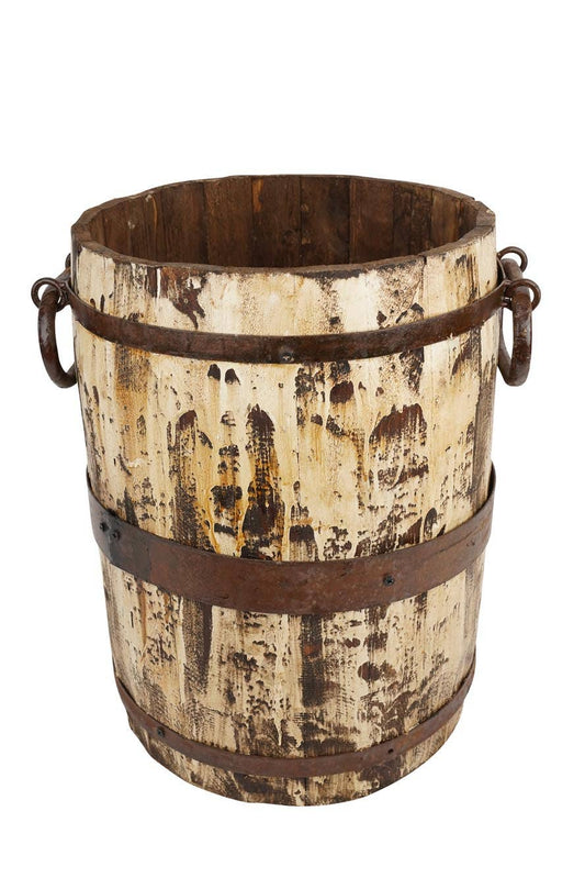 Rustic Trim Bucket-15W x 18H inches-Large-Handmade-Farmhouse: White