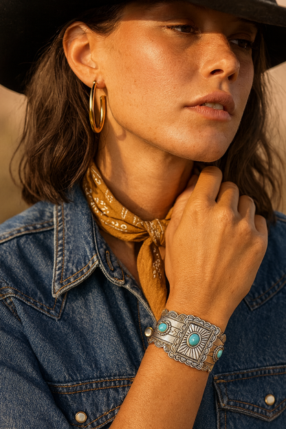 Western Inspired Faux Turquoise Cuff Bracelet