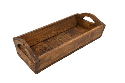 Kerrville Farmhouse Wood Tray W/ Handles-9x20x7 inches-NEW: Gray