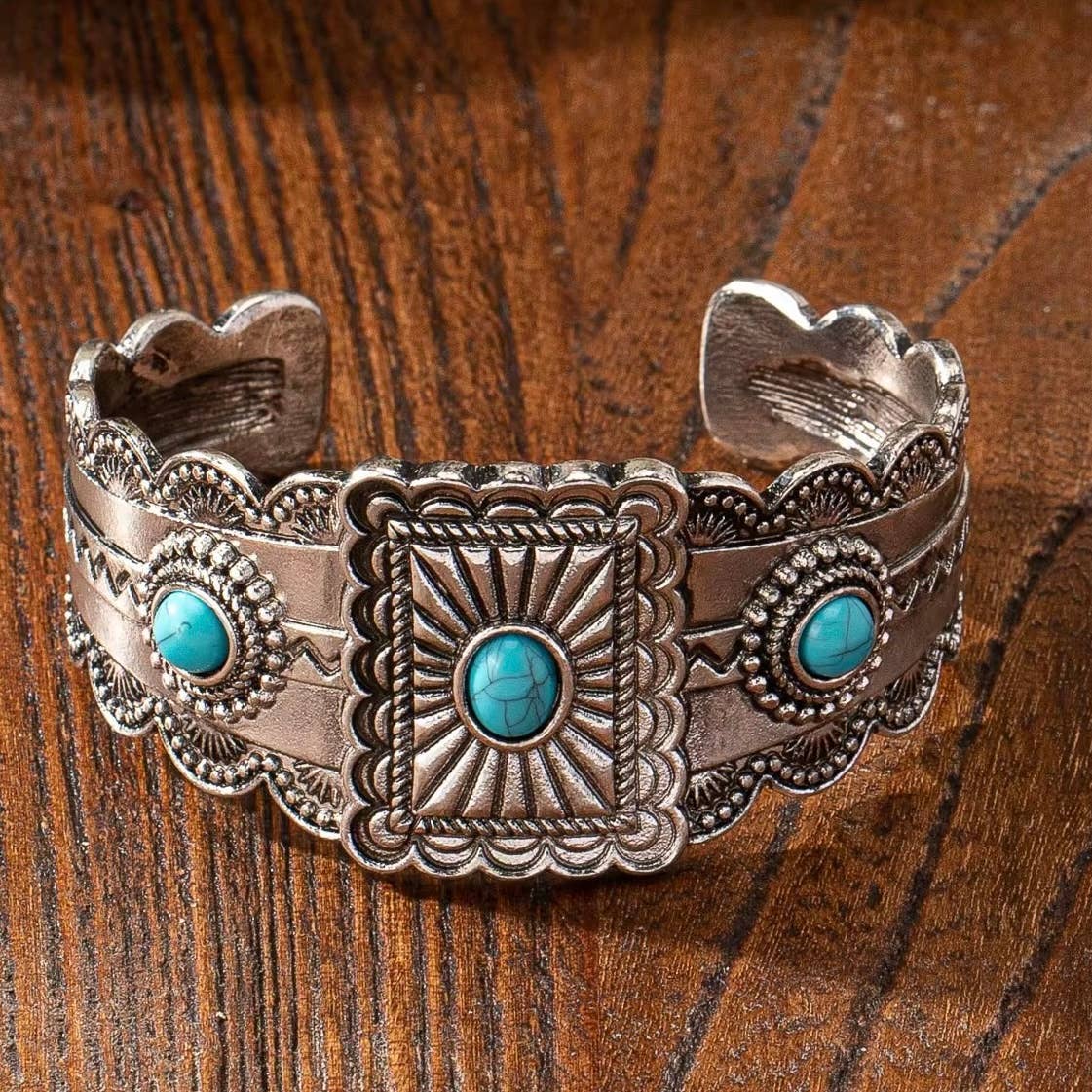 Western Inspired Faux Turquoise Cuff Bracelet