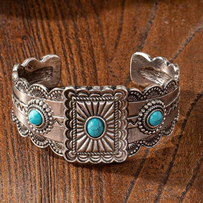 Western Inspired Faux Turquoise Cuff Bracelet