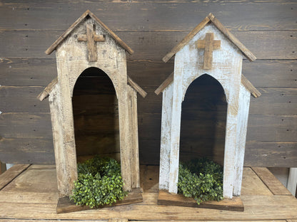 Carthage Wood Nicho-15x9x27 inches-Handmade-Display-NEW: Antiqued White