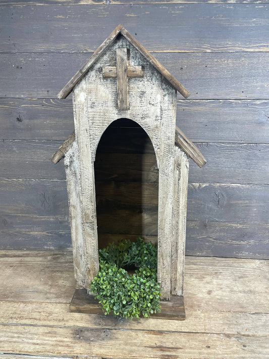 Carthage Wood Nicho-15x9x27 inches-Handmade-Display-NEW: Antiqued White