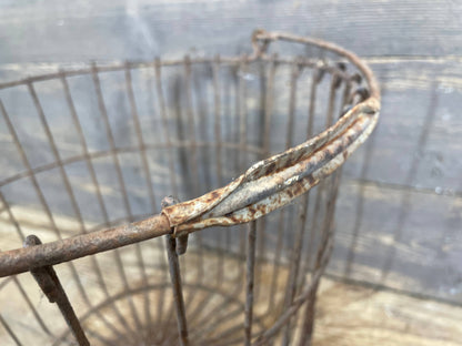 Vintage Farmhouse Metal Egg Basket-ER-14x11H inches-#8