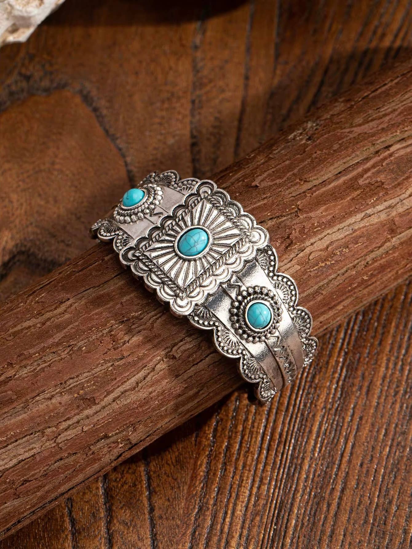 Western Inspired Faux Turquoise Cuff Bracelet
