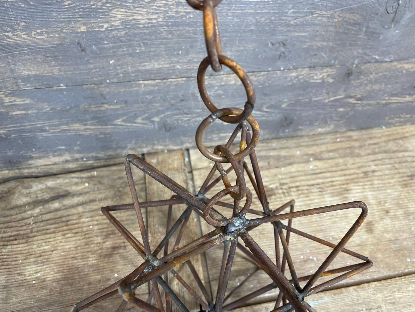 Rusty Farmhouse Iron Hanging Star-Primitive-Three Sizes-NEW: Medium-14 inch