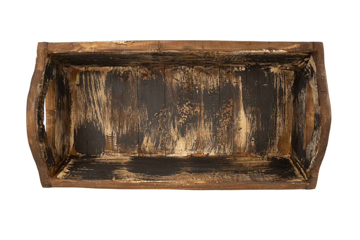 Kerrville Farmhouse Wood Tray W/ Handles-9x20x7 inches-NEW: Gray