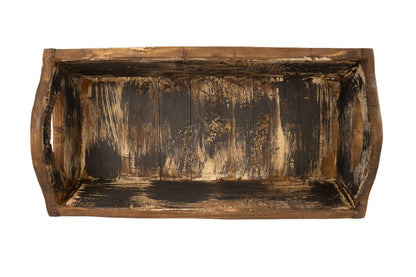 Kerrville Farmhouse Wood Tray W/ Handles-9x20x7 inches-NEW: Gray