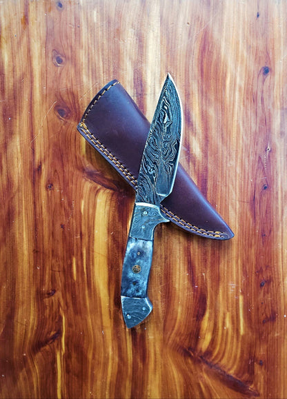TD-005 Damascus Steel full tang dyed Bone grip handle