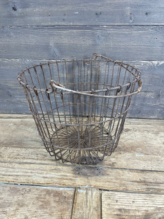Vintage Farmhouse Metal Egg Basket-ER-14x11H inches-#8