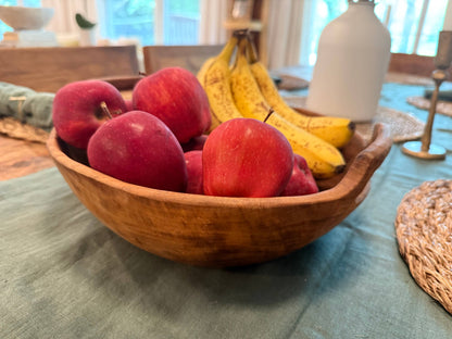 Rustic Teak Bowl with Handles - 12" Diameter