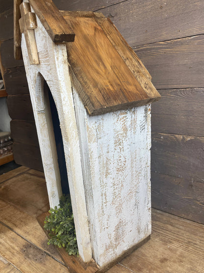 Carthage Wood Nicho-15x9x27 inches-Handmade-Display-NEW: Antiqued White