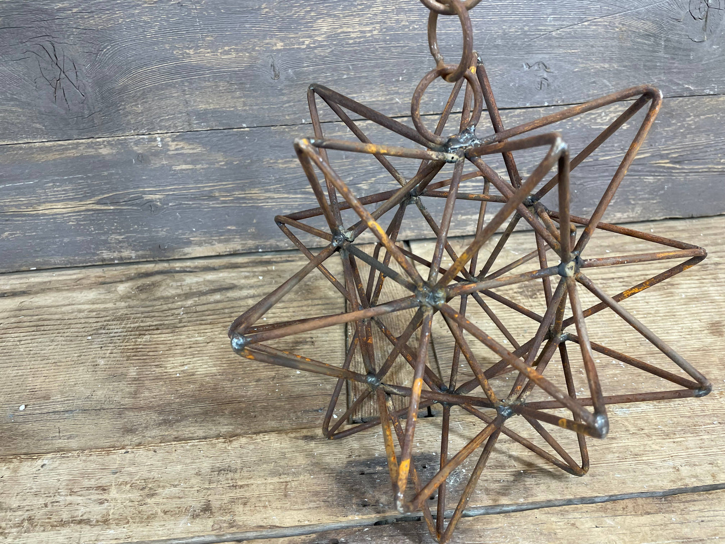 Rusty Farmhouse Iron Hanging Star-Primitive-Three Sizes-NEW: Medium-14 inch