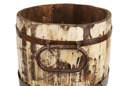 Rustic Trim Bucket-15W x 18H inches-Large-Handmade-Farmhouse: White
