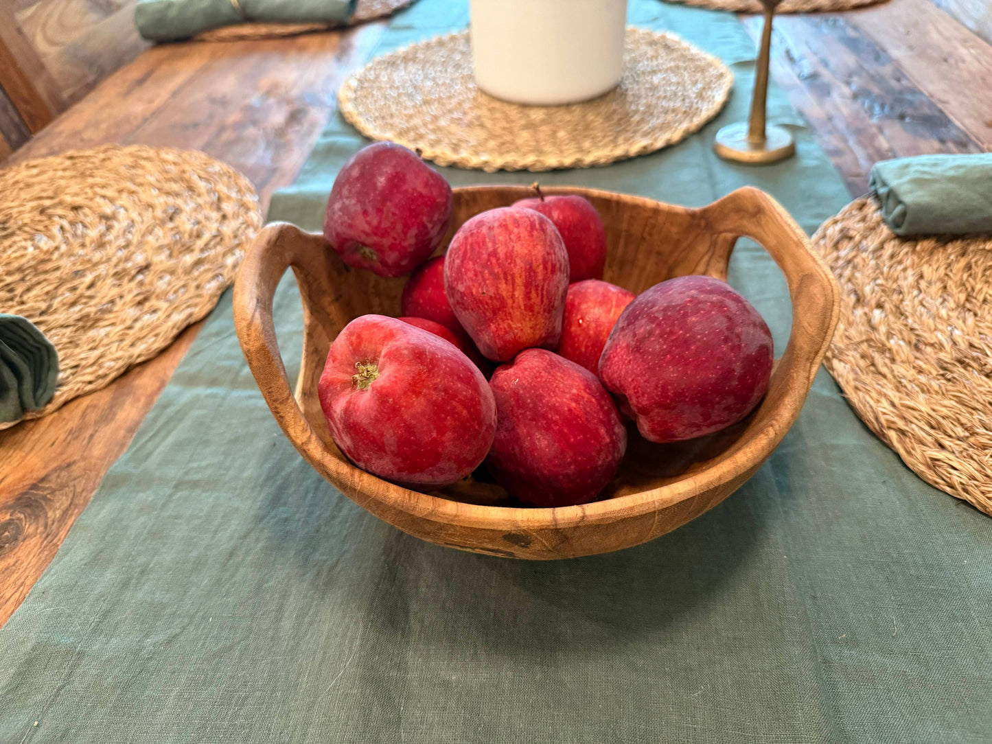 Rustic Teak Bowl with Handles - 10" Diameter