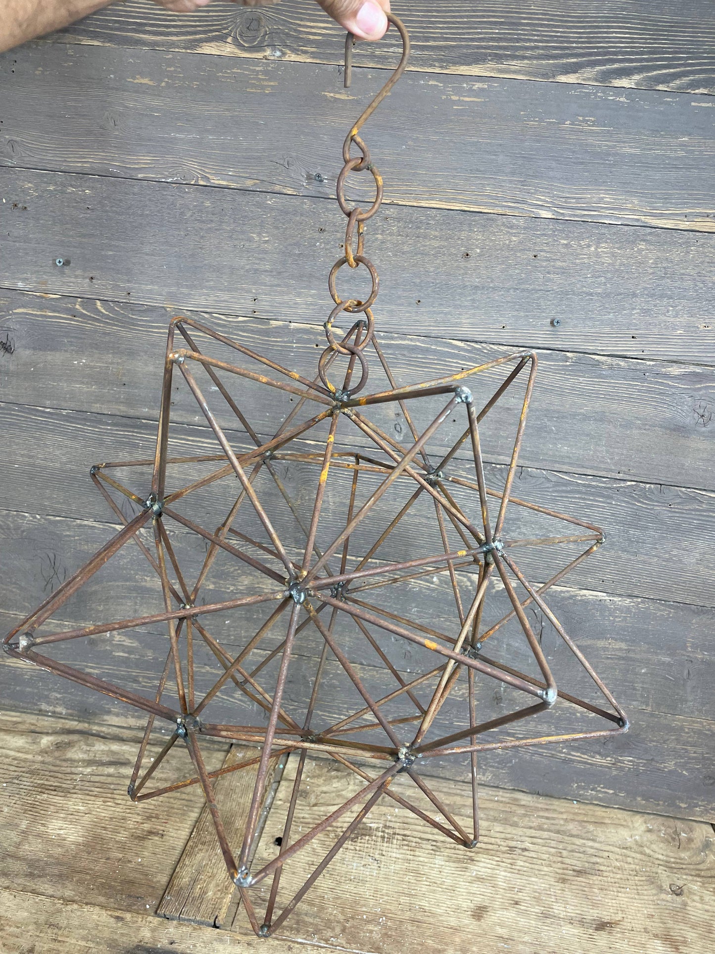 Rusty Farmhouse Iron Hanging Star-Primitive-Three Sizes-NEW: Medium-14 inch