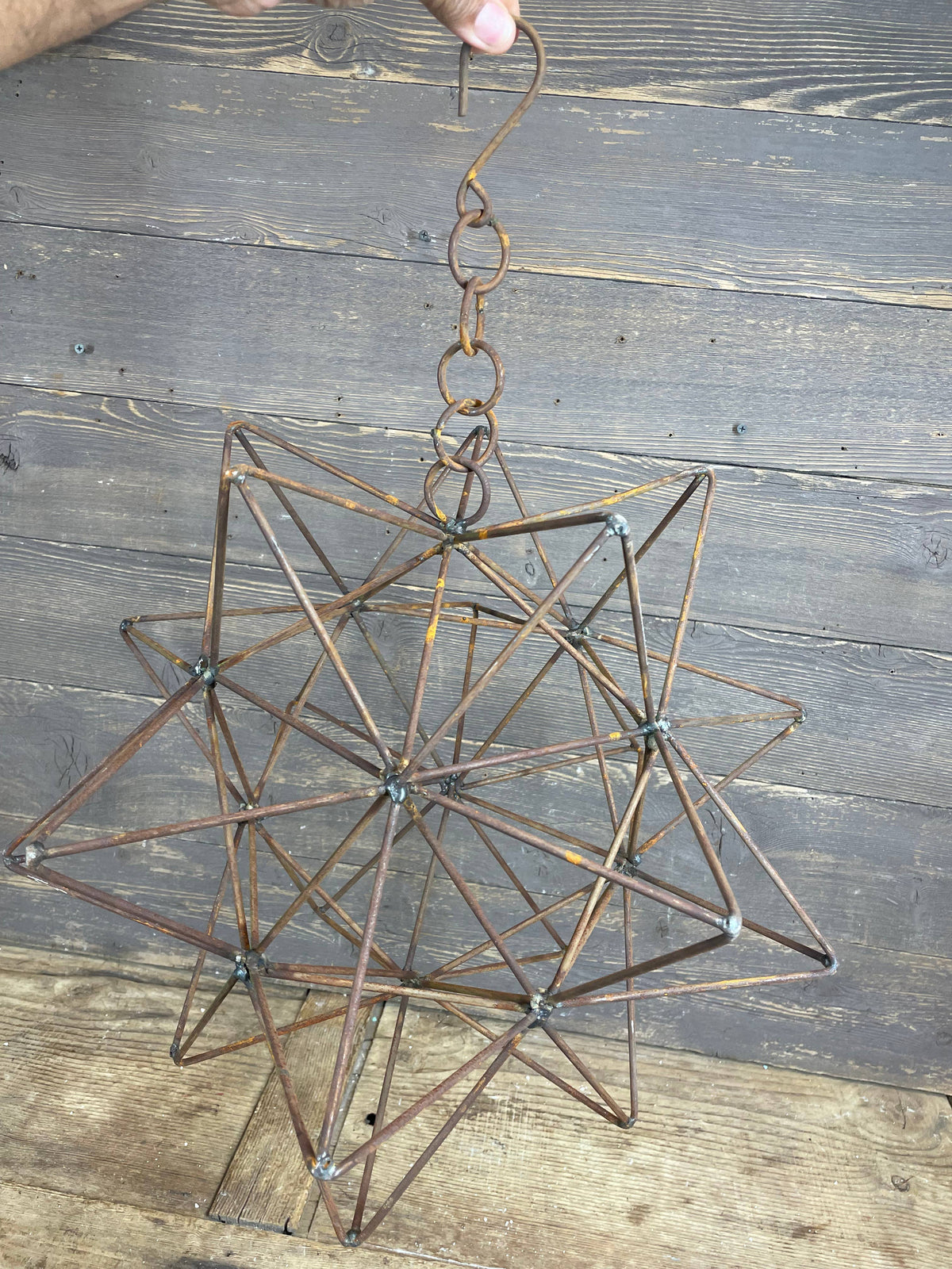 Rusty Farmhouse Iron Hanging Star-Primitive-Three Sizes-NEW: Small-10 inch